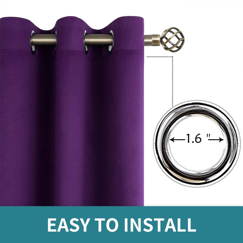 BGment Blackout Curtains - Grommet Thermal Insulated Room Darkening Bedroom and Living Room Curtain, Set of 2 Panels (52 x 45 Inch, Royal Purple) - Image 5